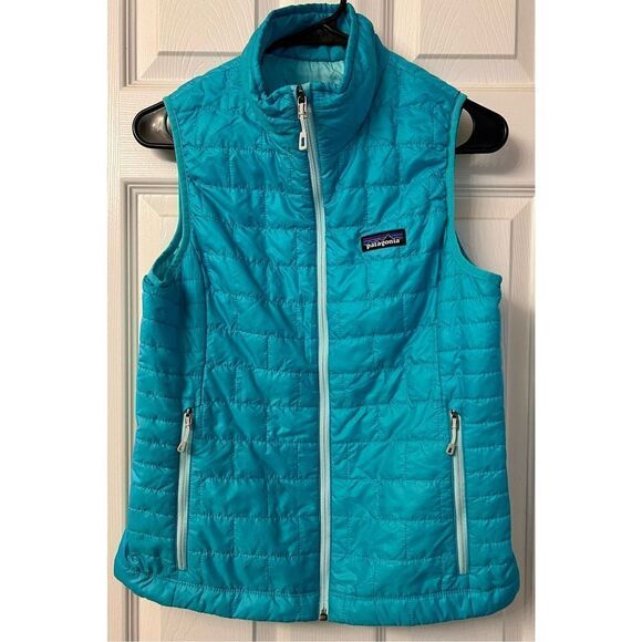 Patagonia Nano Puff Insulated Aqua Blue Versatile Vest Women’s Size Small - Picture 2 of 9